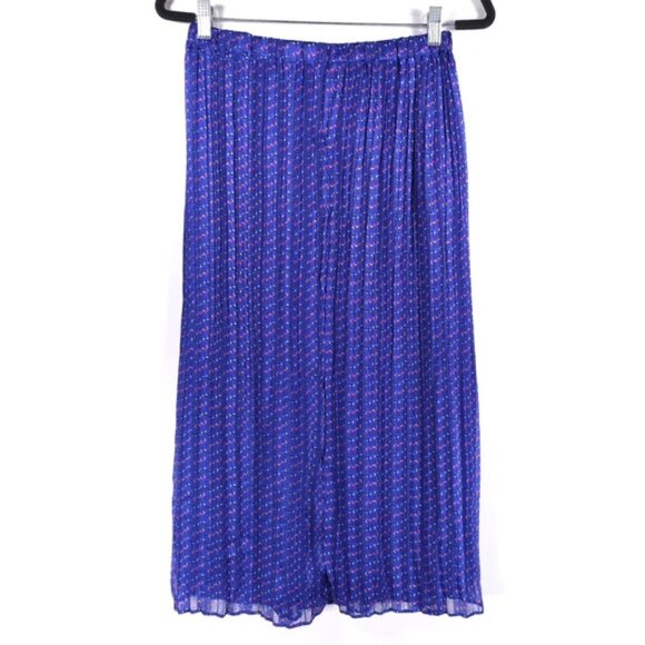 NWOT Maison d'Amélie Skirt Blue Satin Pleated Royal Semi Sheer Silky Twee SMALL - Picture 3 of 10